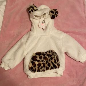 NWT Extra fuzzy hoodie. Size 18-24 months